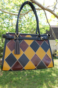 Handcrafted cowhide leather purse | handcrafted mosaic pattern leather