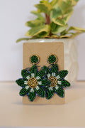 Hand beaded Big flower stud earrings - Different colors available