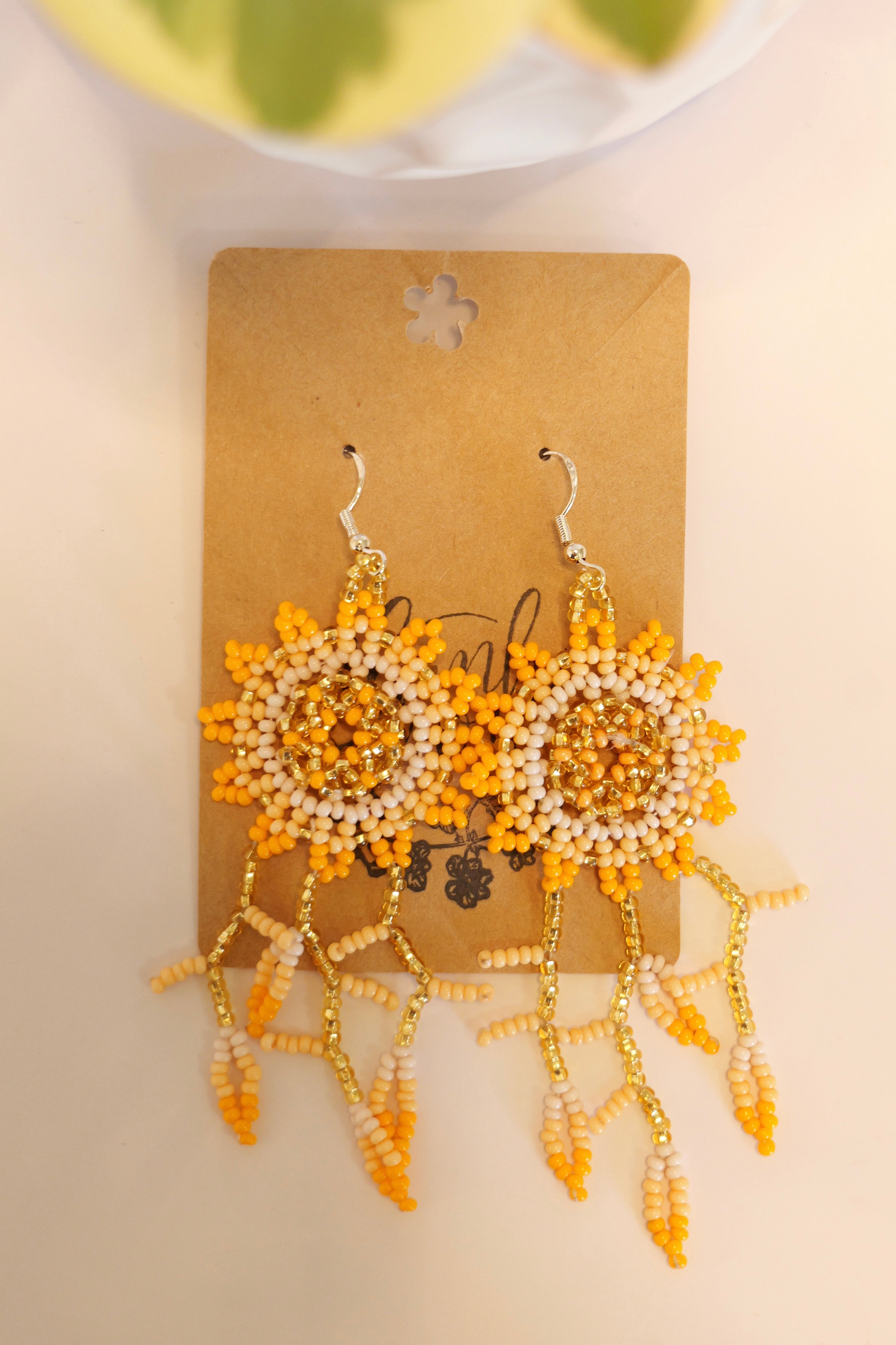 Hand beaded flower earrings | sterling silver hooks | Color options available