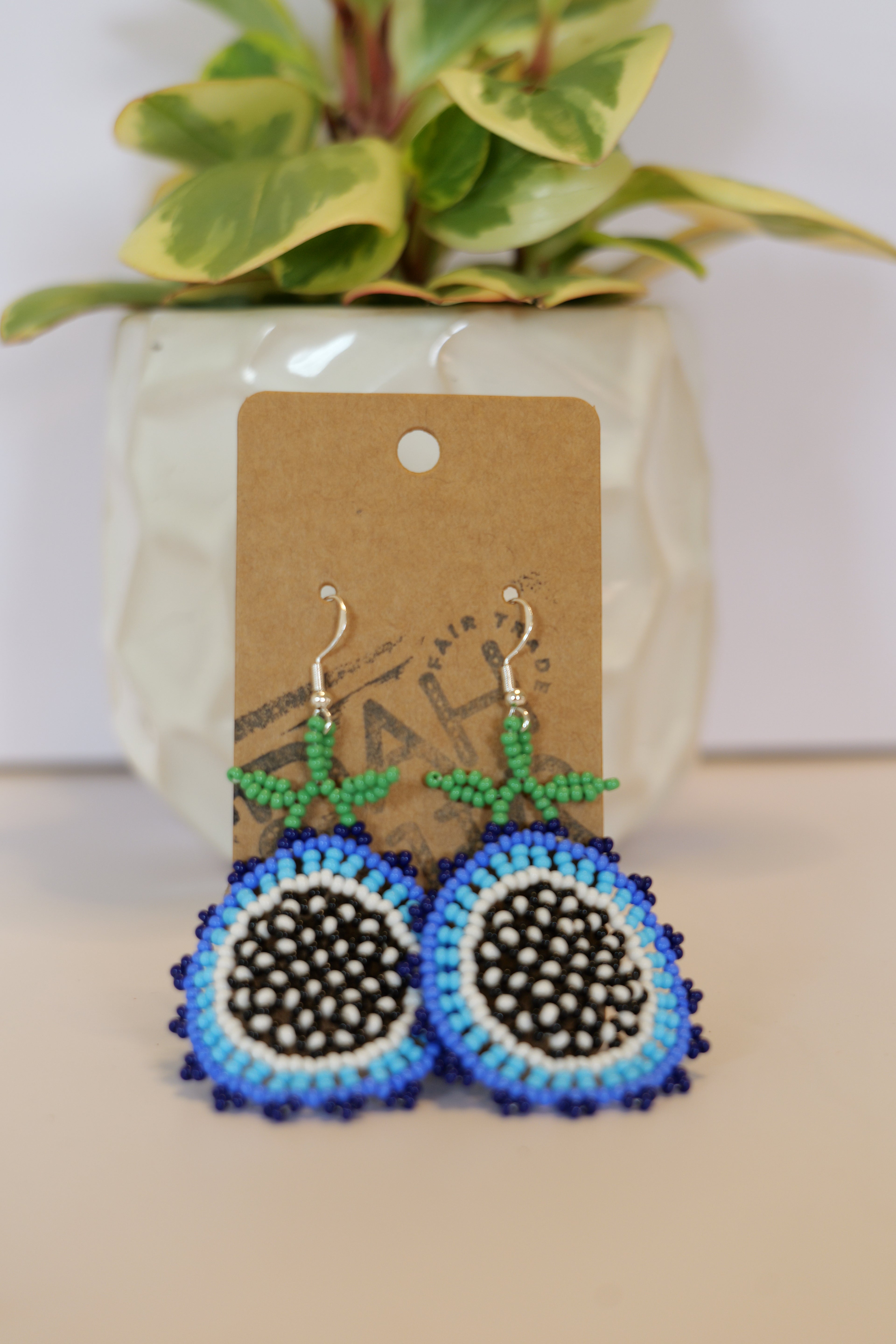 Hand beaded flower earrings | sterling silver hooks | Color options available