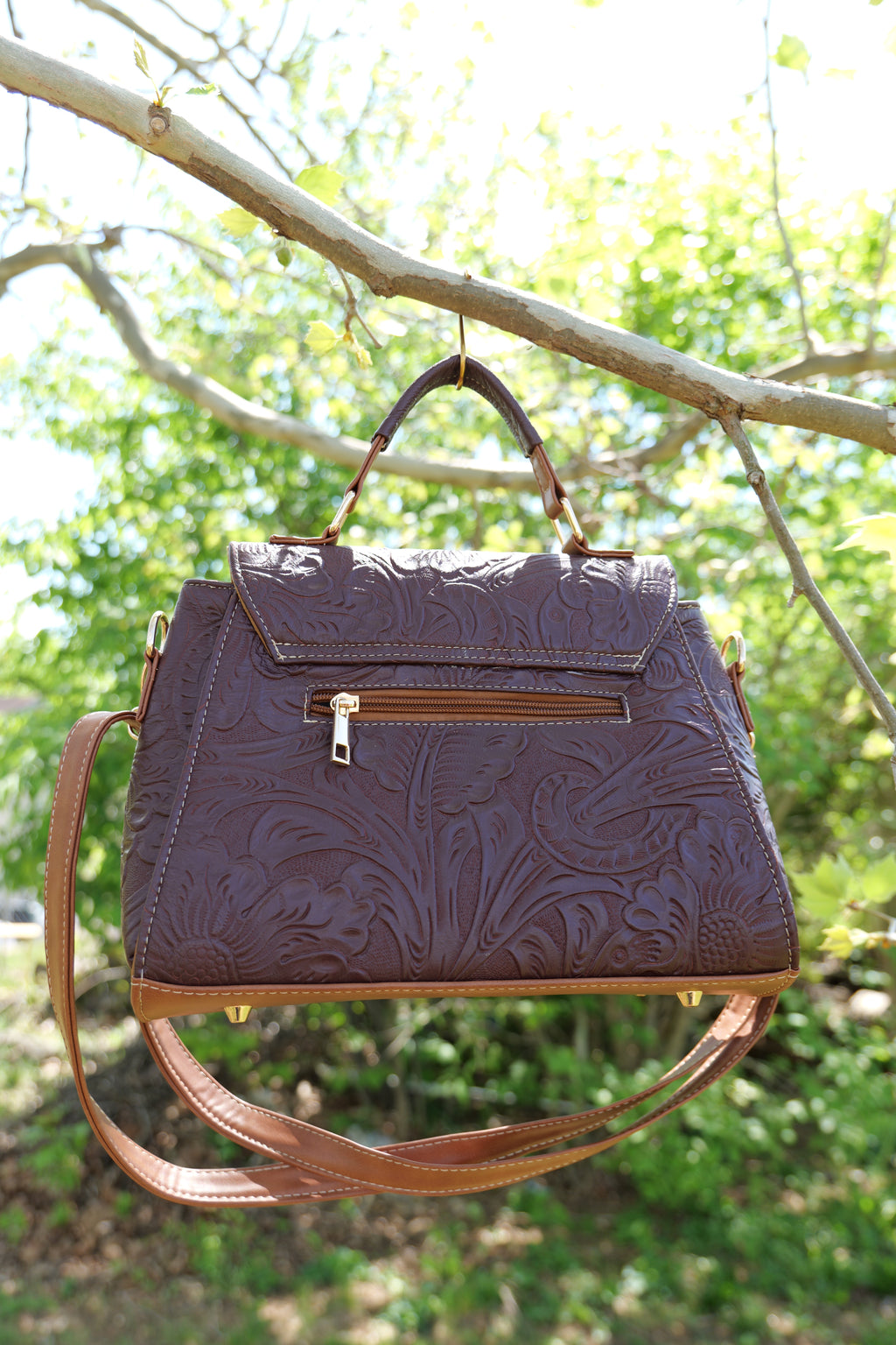 Handcrafted cowhide leather purse | hand embossed leather