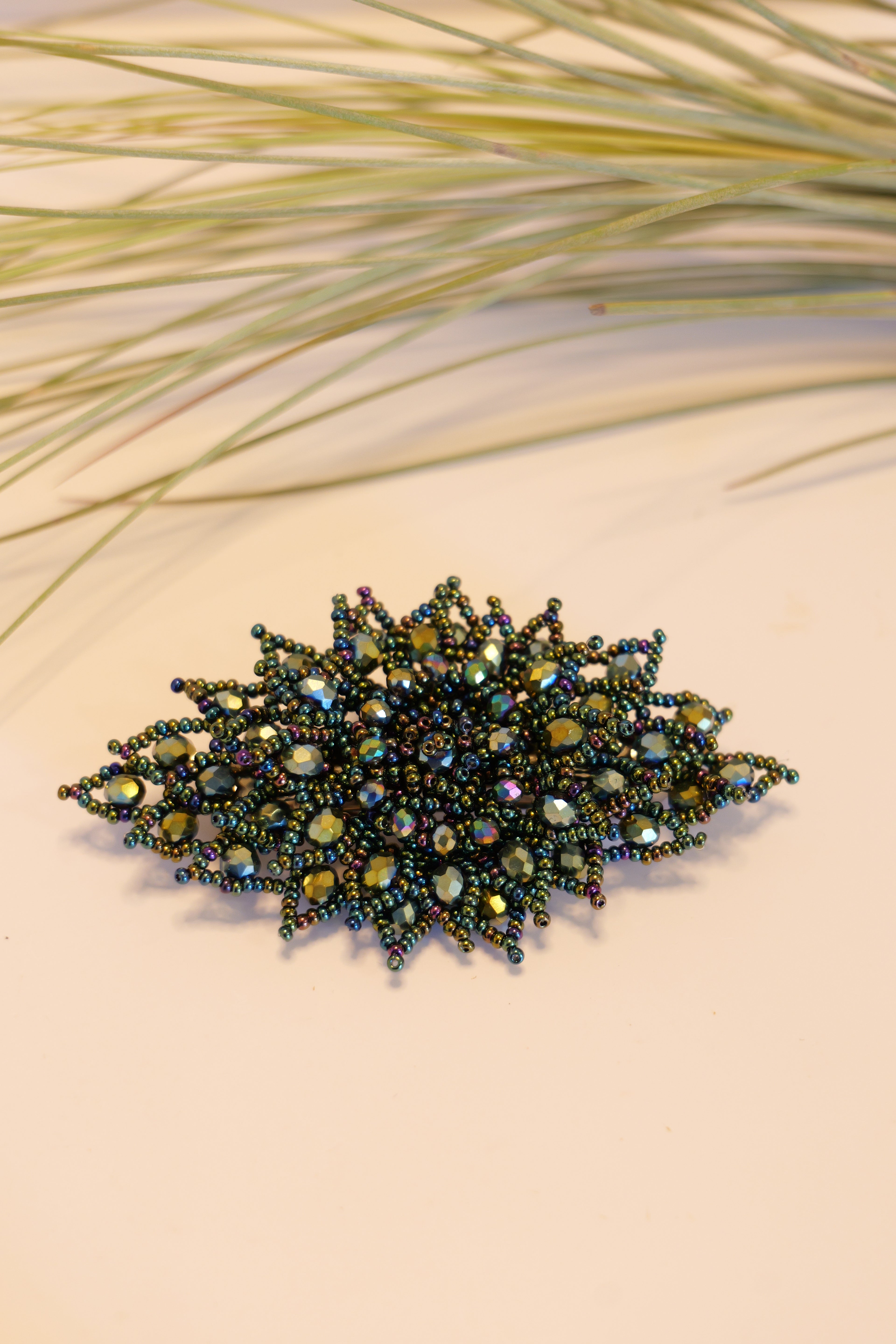 Hand beaded hair clip