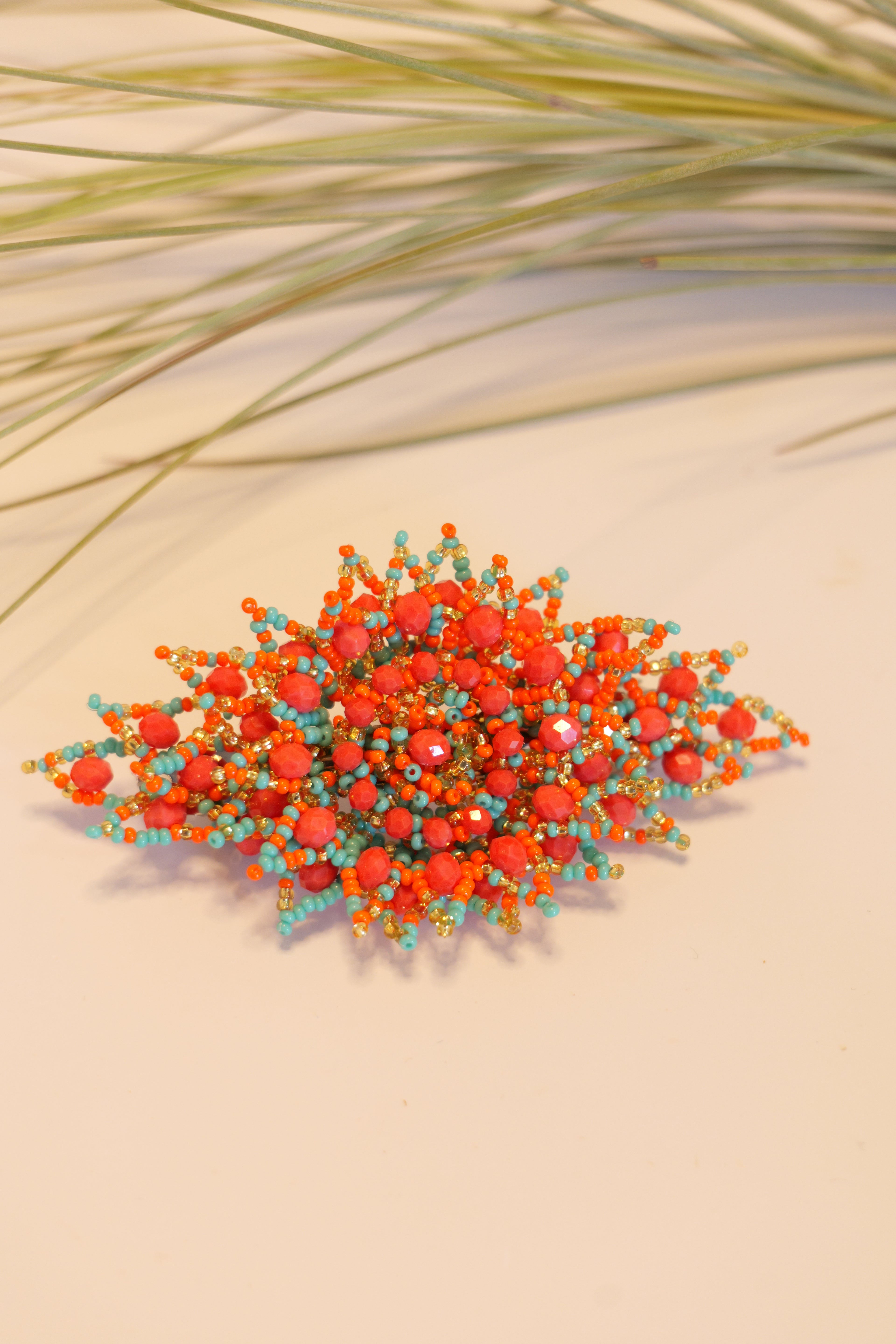 Hand beaded hair clip