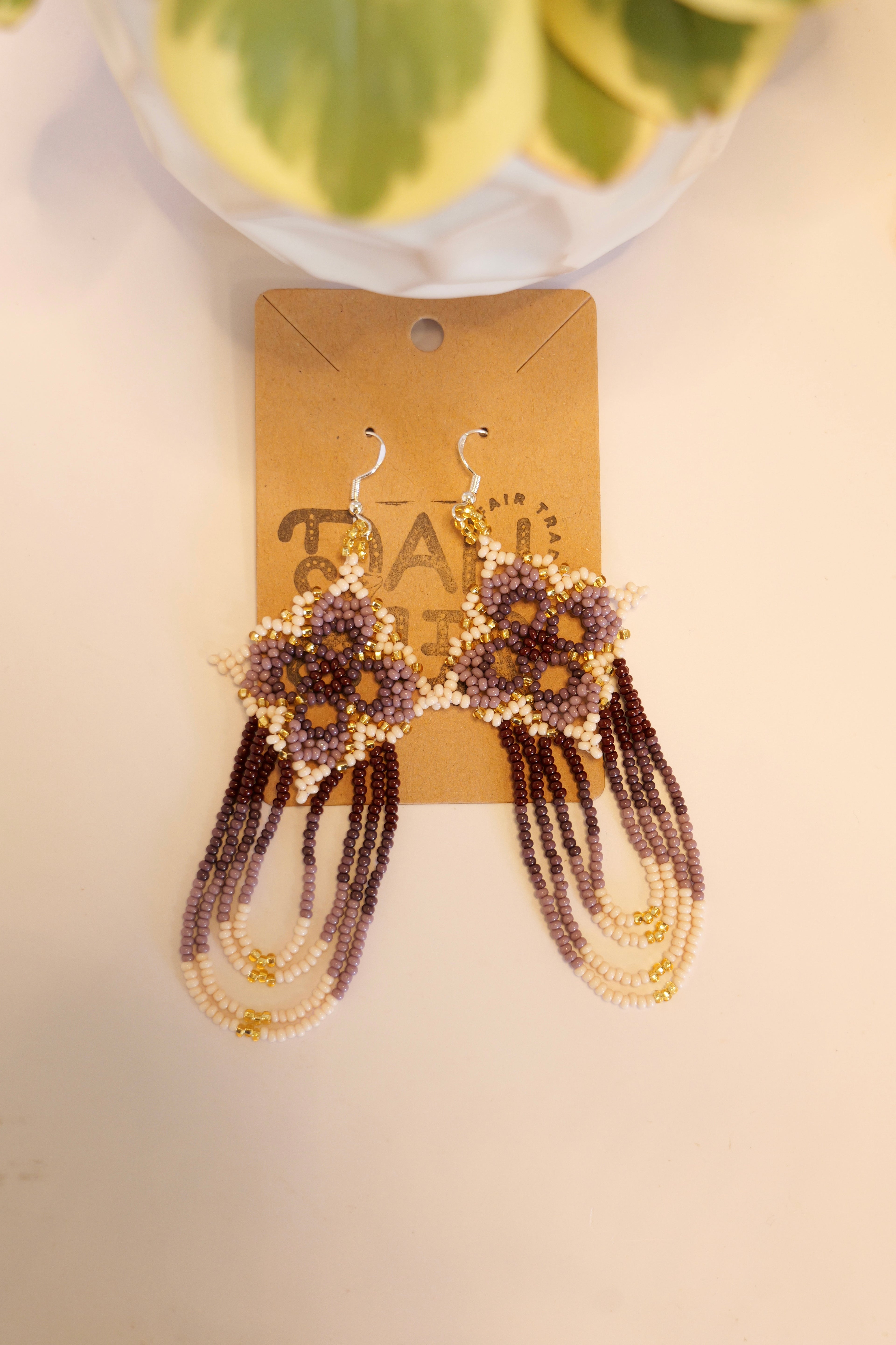 Hand beaded star pattern earrings | sterling silver hooks | Color options available