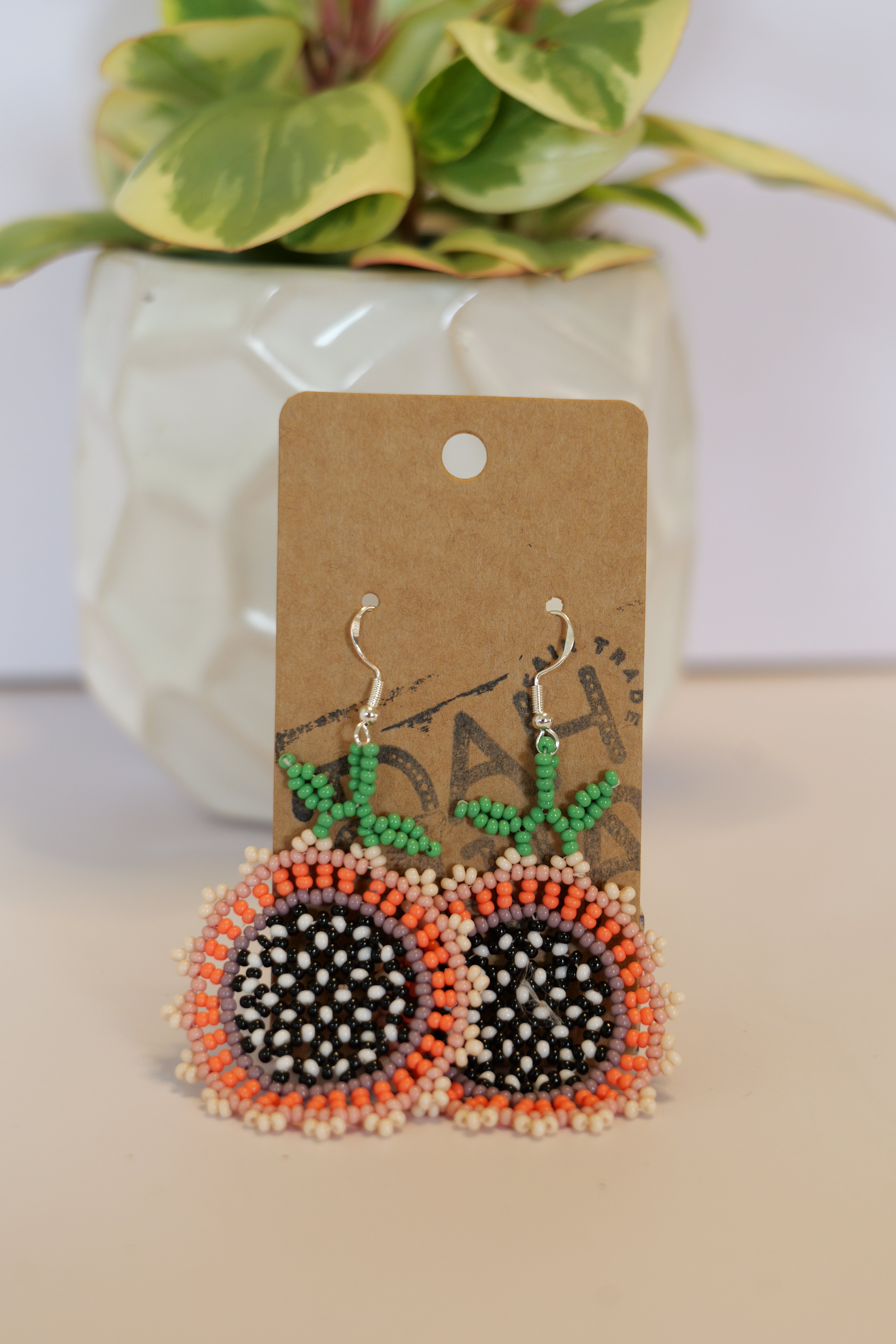 Hand beaded flower earrings | sterling silver hooks | Color options available