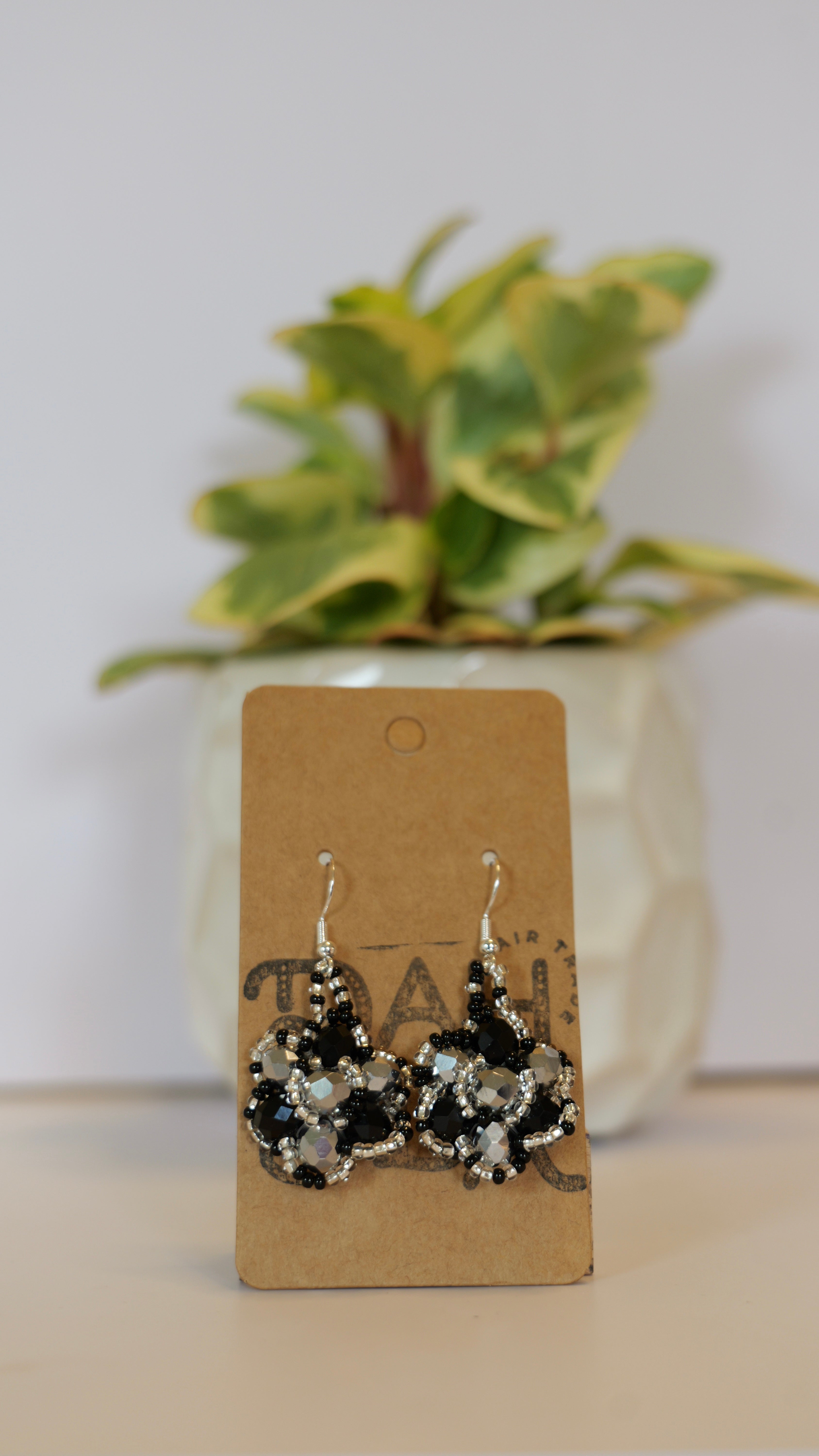 Hand beaded flower earrings | sterling silver hooks | Color options available