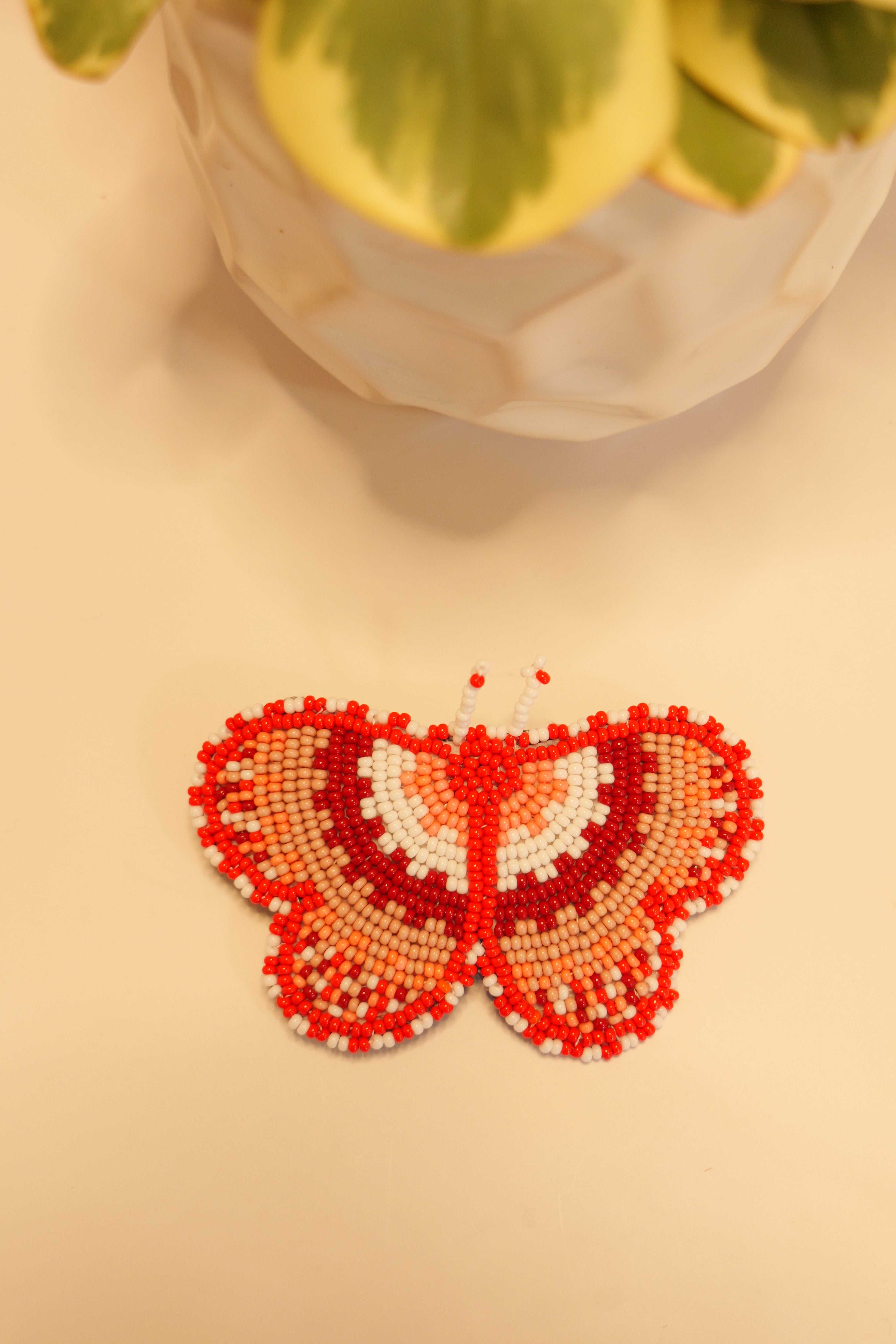 Handbeaded butterfly hair clip | leather backing