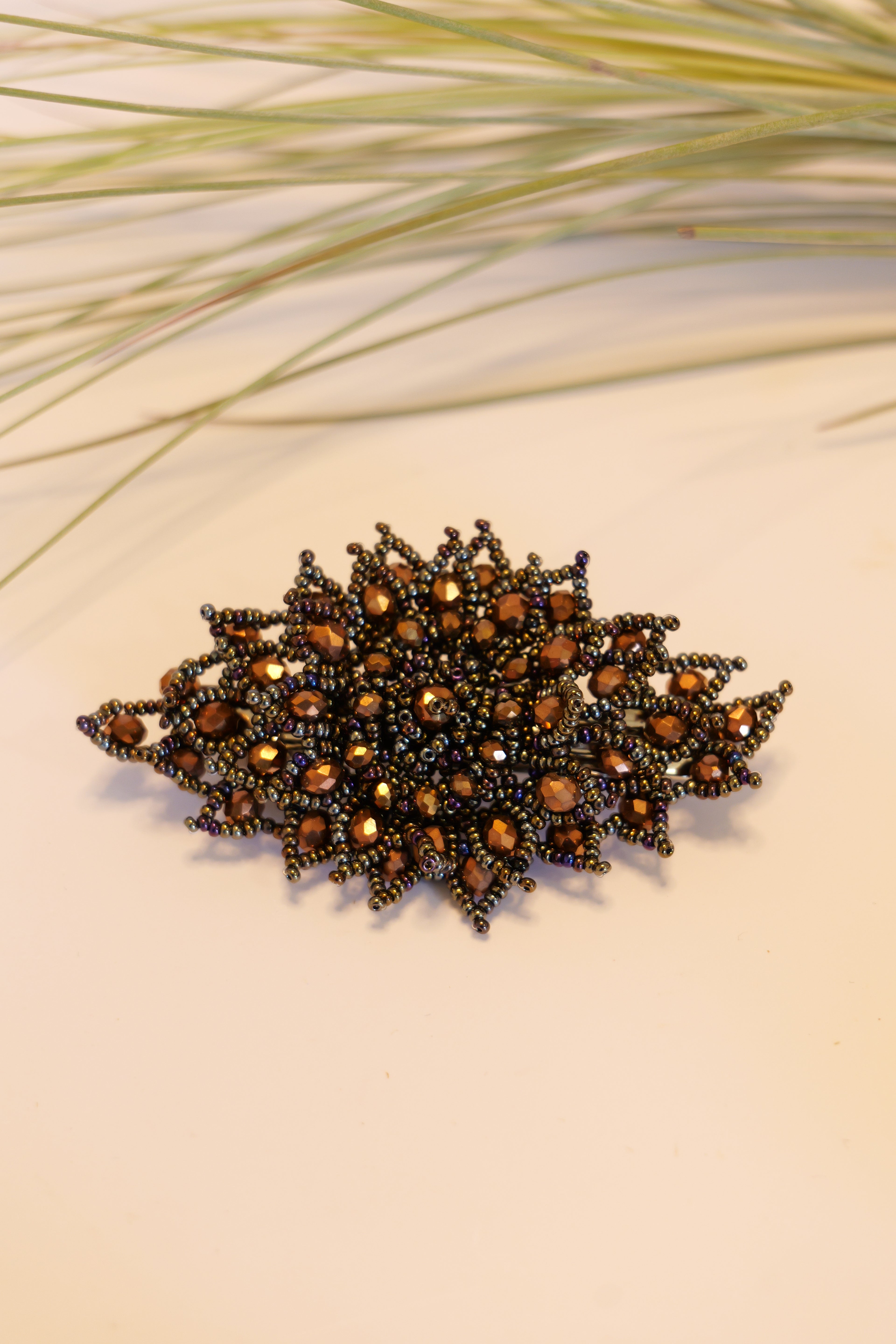 Hand beaded hair clip