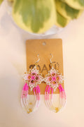 Hand beaded star pattern earrings | sterling silver hooks | Color options available