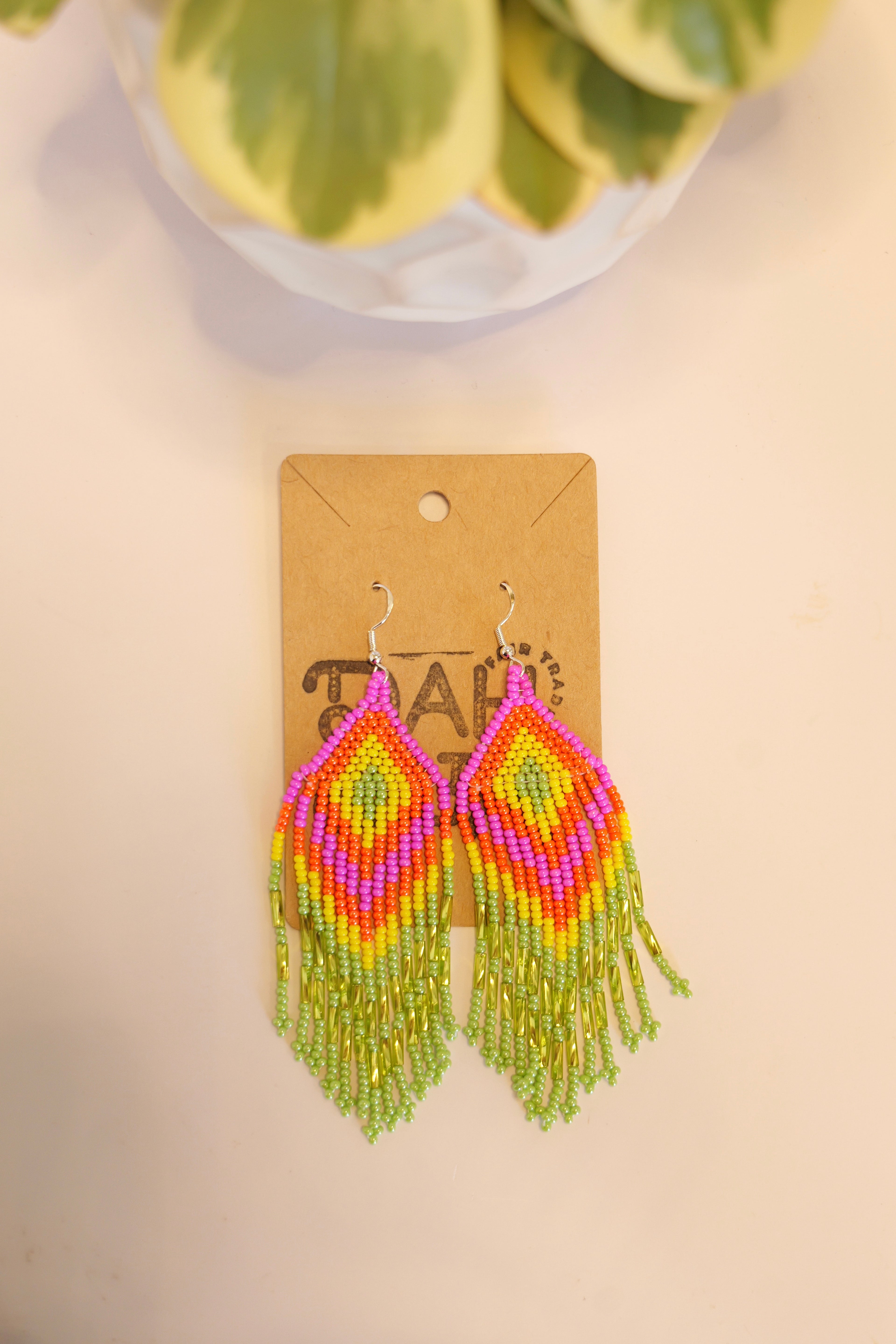 Hand beaded dangle earrings | sterling silver hooks | Color options available
