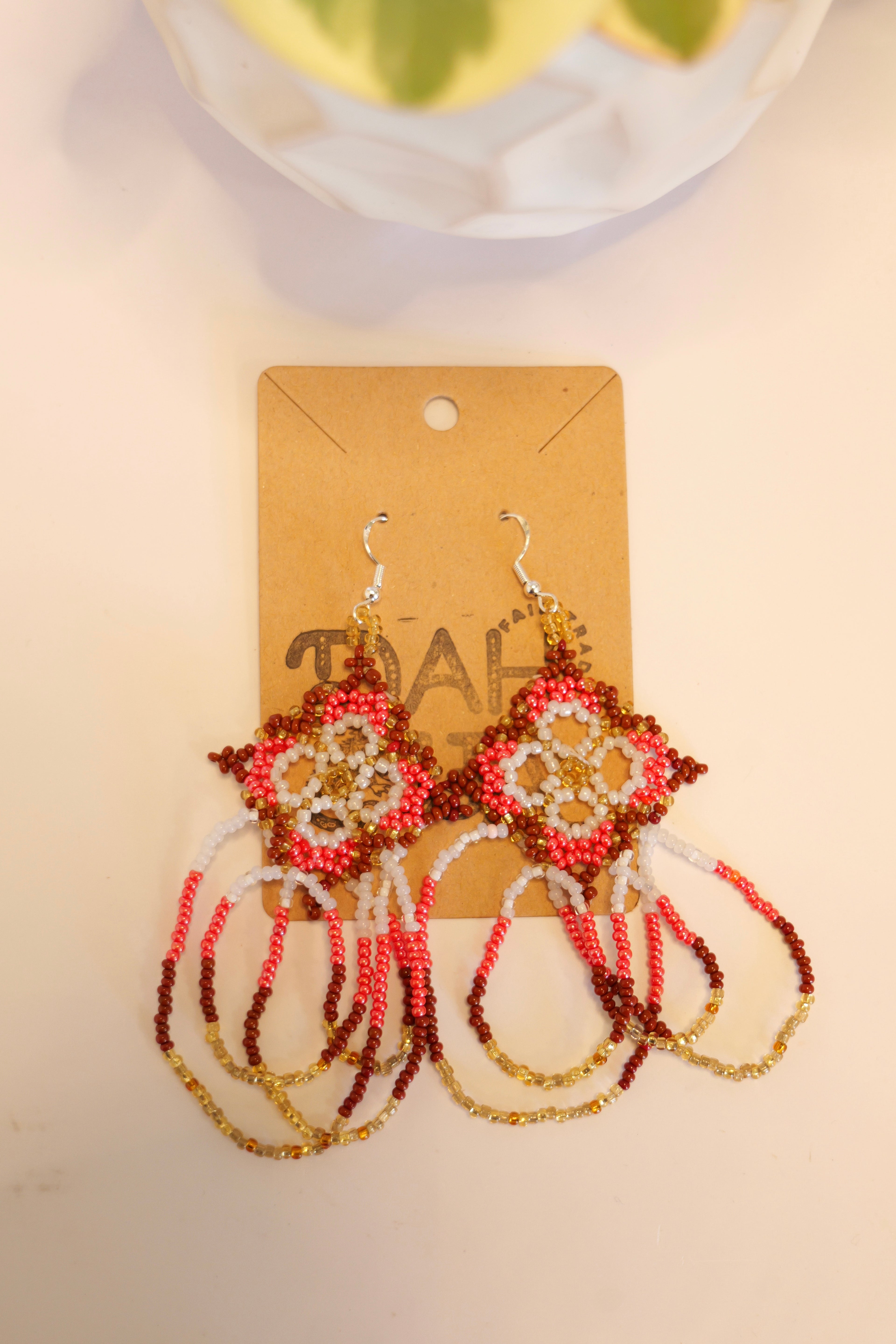 Hand beaded star pattern earrings | sterling silver hooks | Color options available