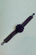 Metallic Purple Floral Glass Seed Bead Bracelet