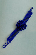 Royal Blue Floral Glass Seed Bead Bracelet