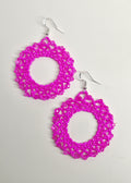 Hand Beaded Pink Hoop Earrings | Sterling Silver Hooks