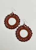 Hand Beaded Brown Hoop Earrings | Sterling Silver Hooks