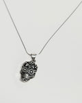 Sterling Silver Handcrafted Sugar Skull Pendant Necklace | .925 Silver with 18" Cable Chain