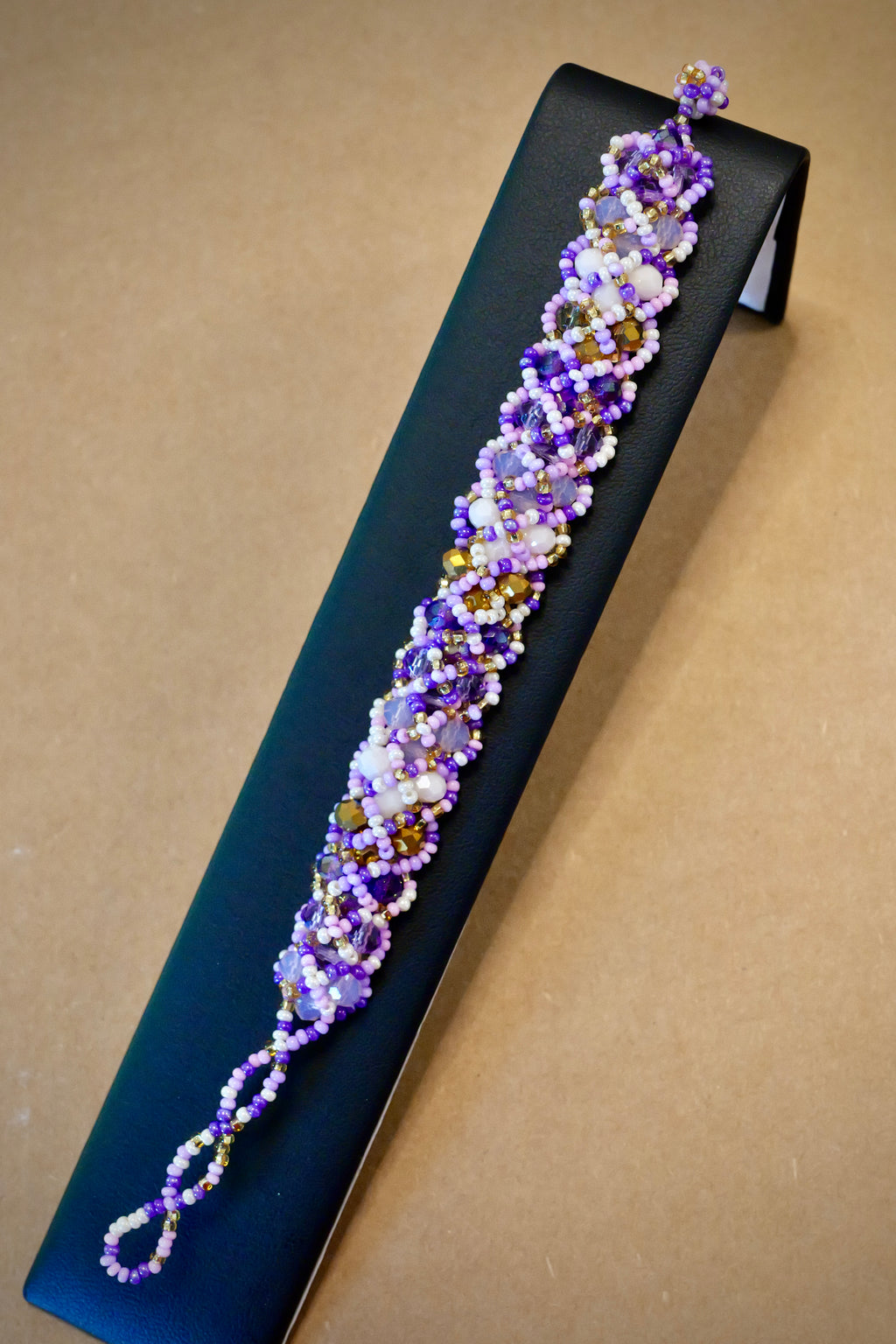 Purple Glass Seed Bead Bracelet