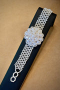 White Floral Glass Seed Bead Bracelet